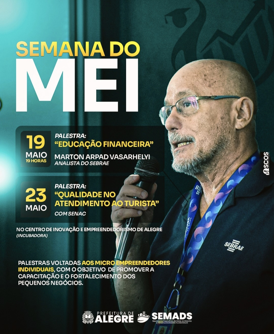 Prefeitura de Alegre promove Semana do MEI com palestras gratuitas para capacitação de microempreendedores